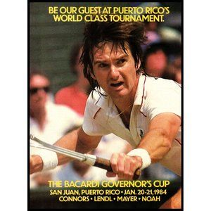 1984 Bacardi Governor's Cup Tennis San Juan Puerto Rico Vintage Print Ad Photo